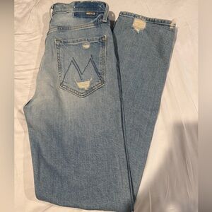 MOTHER light washed ripped flared jeans. Size 27